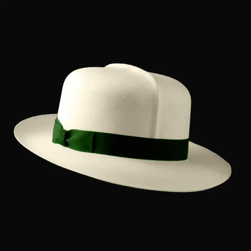Optimo-half-profile-right - pilehats.com Fine Montecristi Panama Hat Optimo genuine HandWoven hat by Domingo Carranza. New brim, classic crown shape. Panama hats direct.