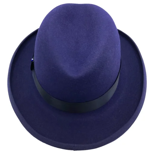 Purple Homburg with a curly brim by Domingo Carranza