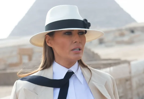 Mrs. Melania Trump with her beautiful Montecristi Panama Hat by Domingo Carranza Hats in Egypt