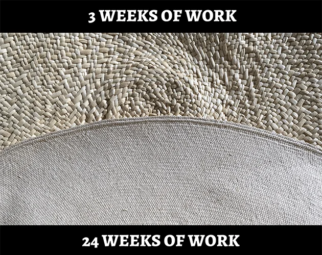 Comparison between a thick hat and an extra fine one, this is the reason why a hand-woven hat by Domingo Carranza has such a great value.